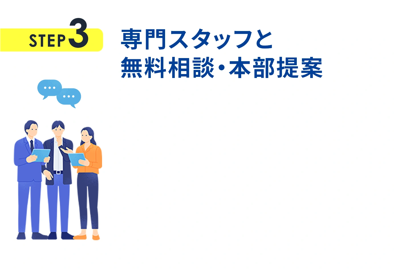 STEP3 専門スタッフと無料相談・本部提案